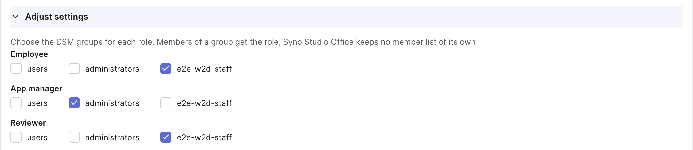 Install wizard matching roles to DSM groups