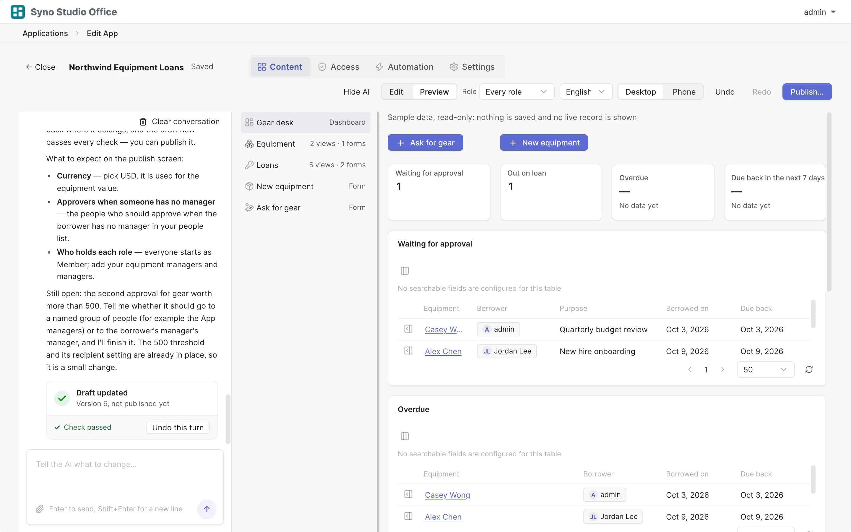 Draft updated and check passed after Ask AI to fix