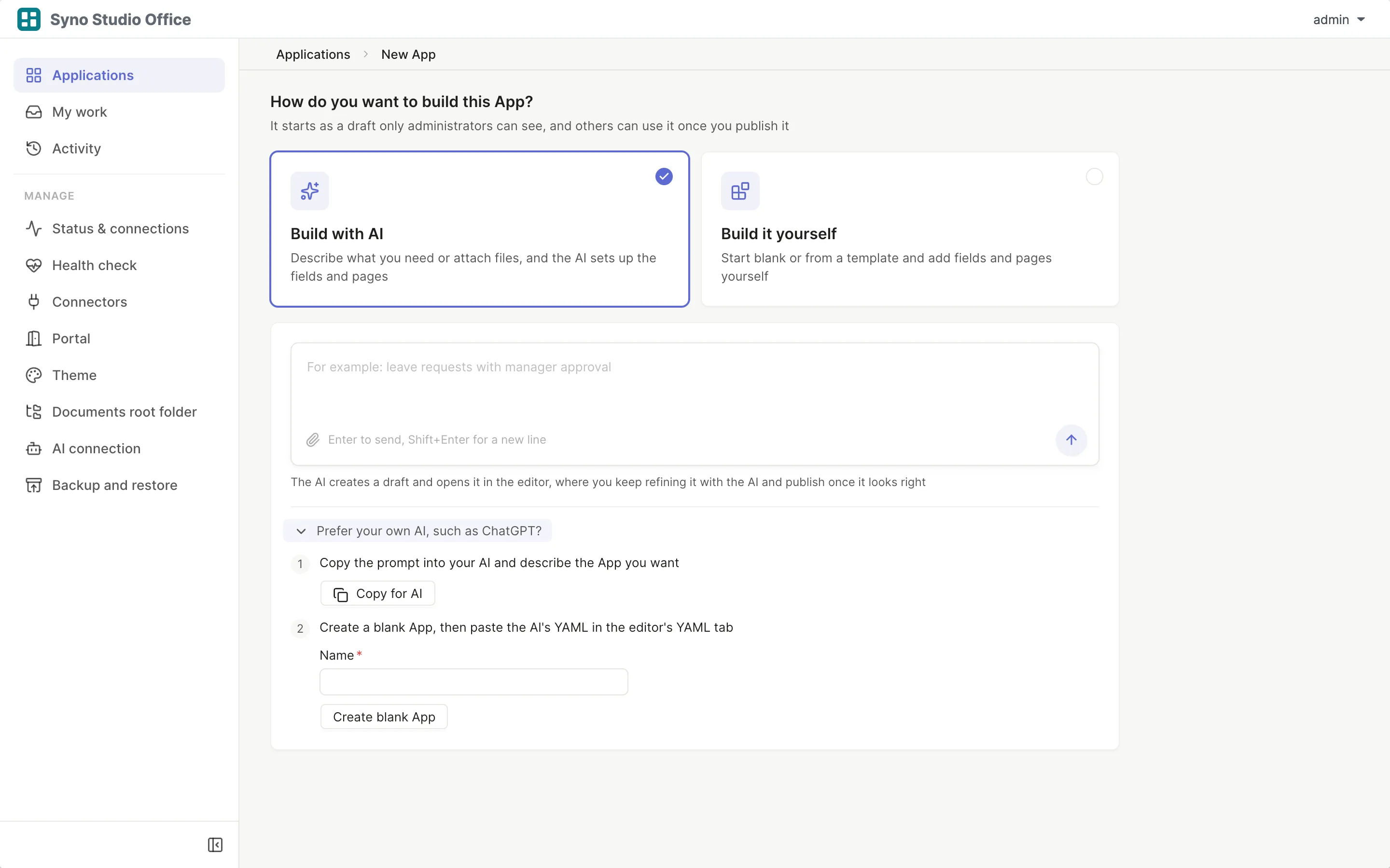 Build with AI, with the steps for using your own AI such as ChatGPT